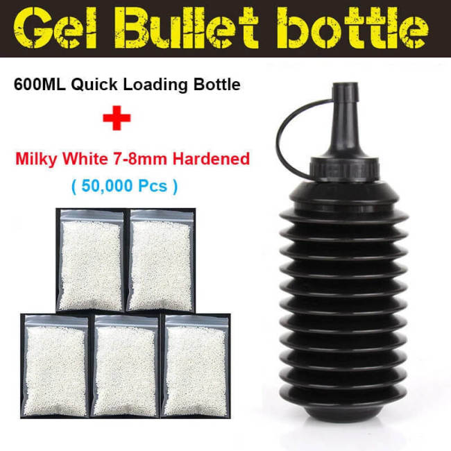 Hard Milky White Gel Balls with Bullet Bottle