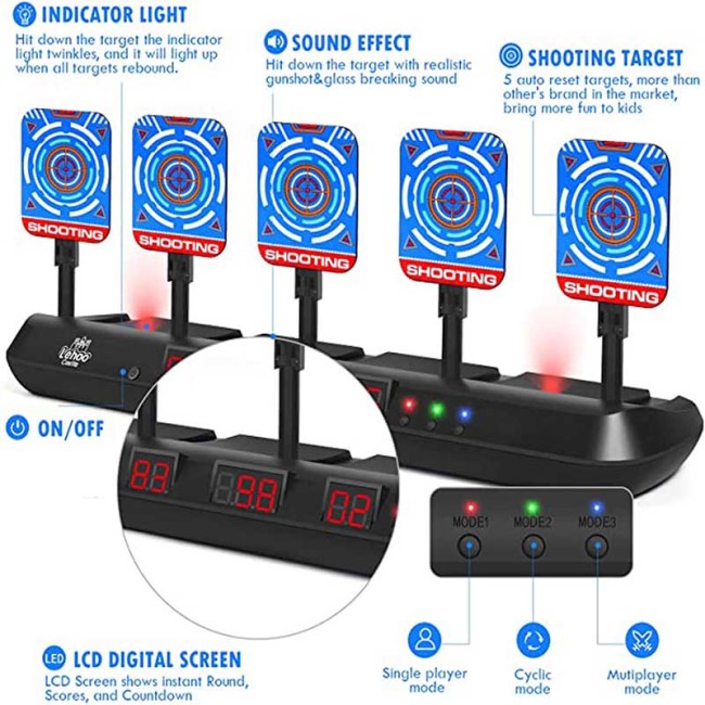 Electronic Scoring Auto Reset Moving 5 Targets for Nerf Guns