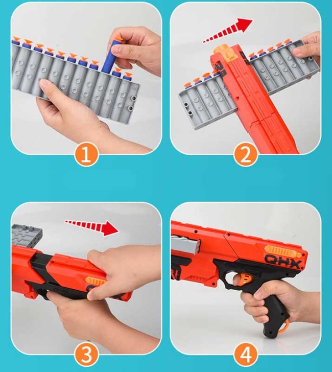 Horizontal Clip Fed Manual Foam Dart Blaster