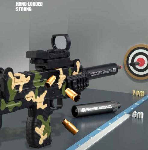 Manual Mag-Fed Shell Eject UZI Soft Bullet Blaster Toy Gun