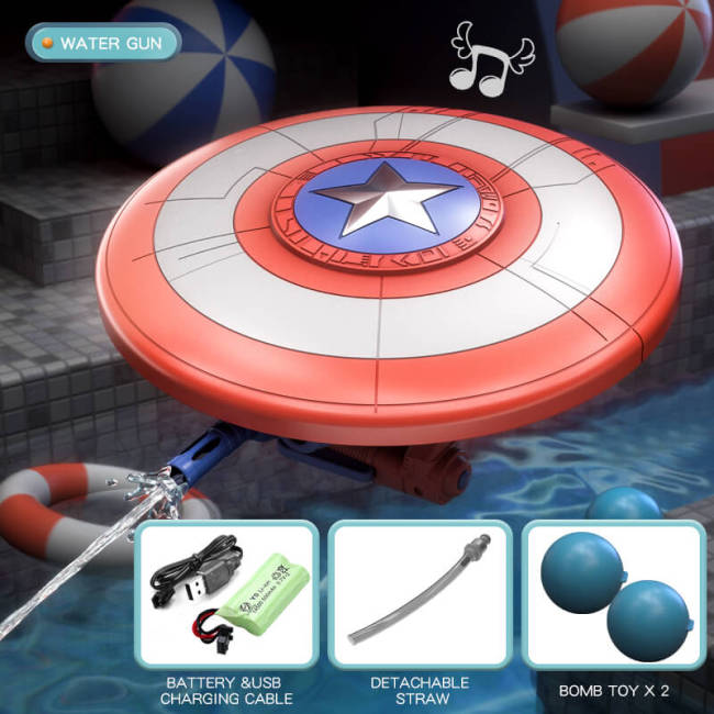 Electric Auto Captain America Shield Water Gun Auto Refill Wearable