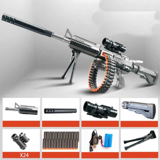 RQ Electric Manual/Auto Belt-Fed M416 Foam Dart Blaster