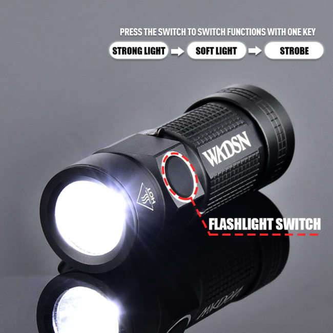 WADSN Weapon Tactical Light LED Strobe Telescopic Mini Hunting Airsoft Flashlight Military Helmet Scout Light