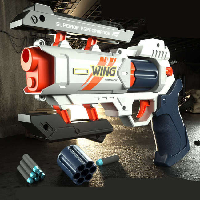 Wing Manual 6-Rounds Revolver Science Fiction Foam Dart Blaster