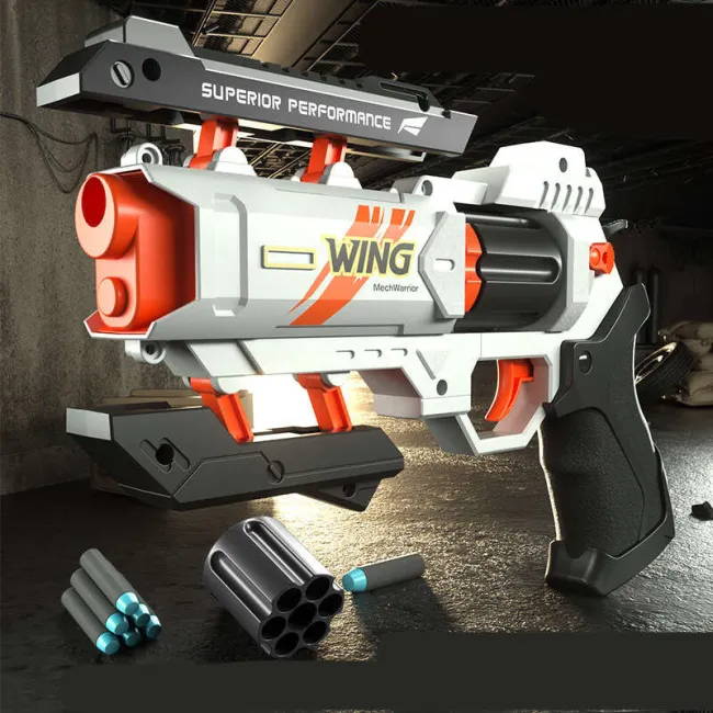 Wing Manual 6-Rounds Revolver Science Fiction Foam Dart Blaster