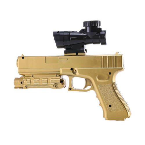 Electric Gold Glock Hopper Gel Fed Splatter Ball Blaster