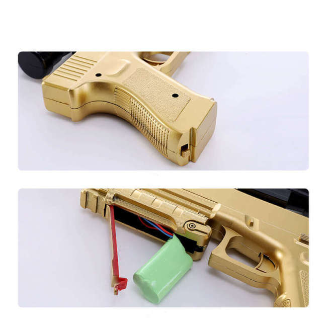 Electric Gold Glock Hopper Gel Fed Splatter Ball Blaster