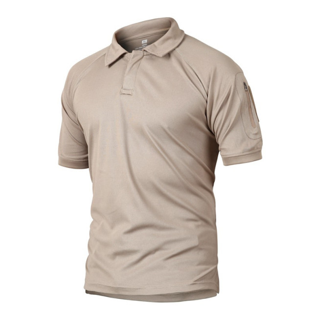 Quick Dry Outdoor Breathable Sports Lapel Short Sleeve Tactical T-shirt