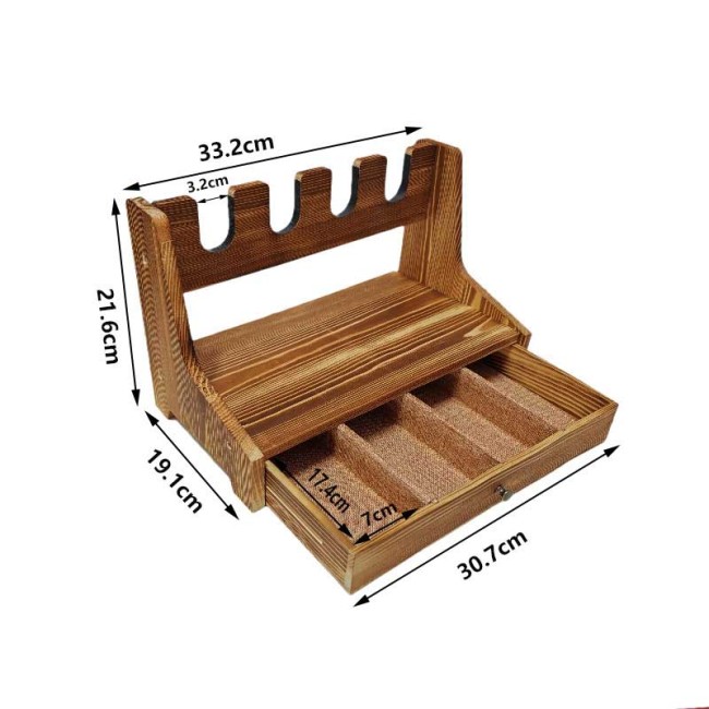 Wooden Toy Gun Display Stand with Drawer Organiser