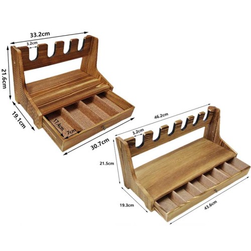 Wooden Toy Gun Display Stand with Drawer Organiser