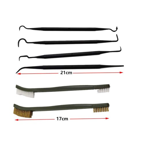 Universal Gun Cleaner Tools Including 2Pcs Double-Ended Bristle Brushes & 4Pcs Cleaning Picks