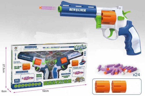 2Pcs Revolver Semi Automatic Foam Blaster Kids Toy Gun