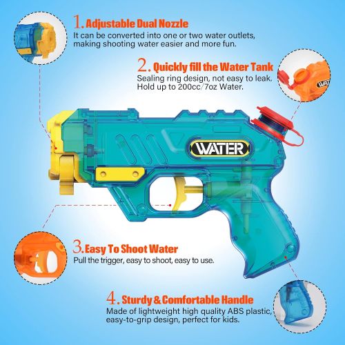 2Pcs Water Guns Squirt Water Blaster Toys for Kids Summer Gifts for Swimming Pool Outdoor