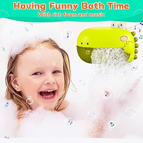 Dinosaur Bubble Machine Maker Toddler Baby Bath Toy with 12 Children’s Songs