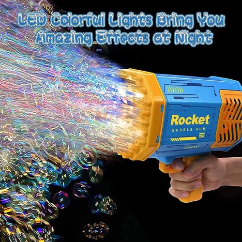 69-Hole Rocket Bubble Gun Blower Machine with Light