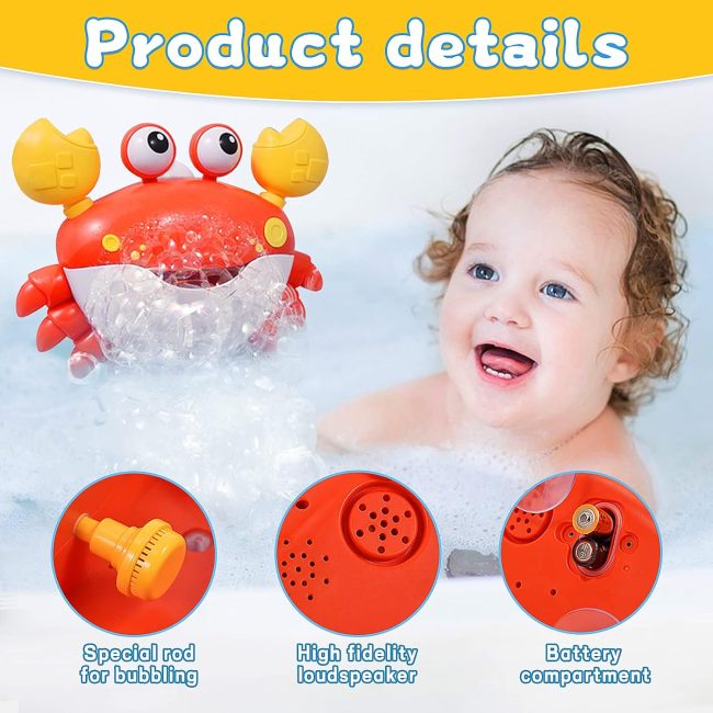 Automatic Bubble Crab Baby Bathtub Toys for Toddlers with Music