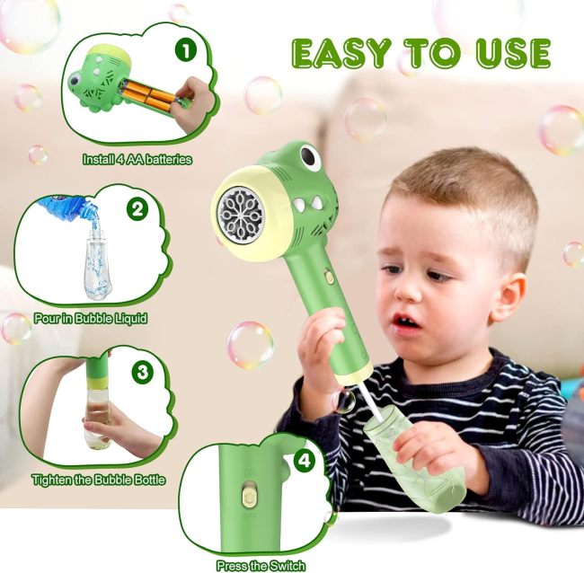 Battery Operated Cartoon Dinosaur Bubble Wand Outdoor Toys for Toddlers