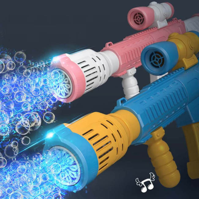 Automatic M416 Bubble Gun Toy Dazzle Light 12 Holes Handheld Electric Boy Girl Gift Children's Toys