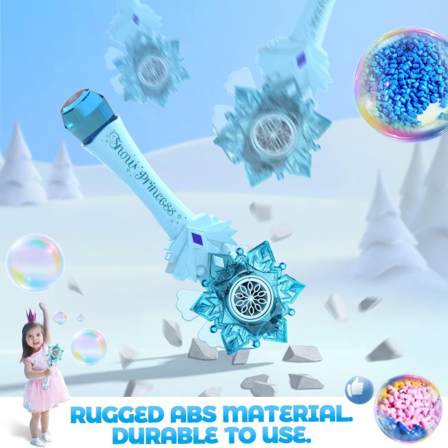 Frozen II Princess Snowflake Magic Bubble Blower Wand Machine Kids Toy Gun