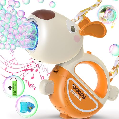 Rechargeable Dog Bubble Machine for Kids Bubble Toys with Light Music