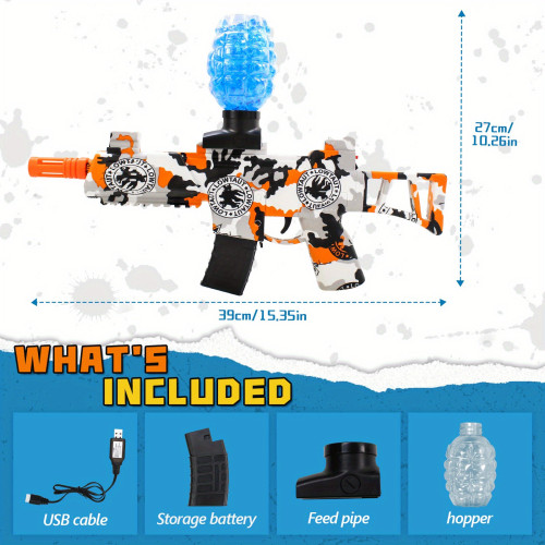 Electric Blaster Toy with Rechargeable Battery, Glasses, Reloading Bottle - High Precision Shooting Toy 