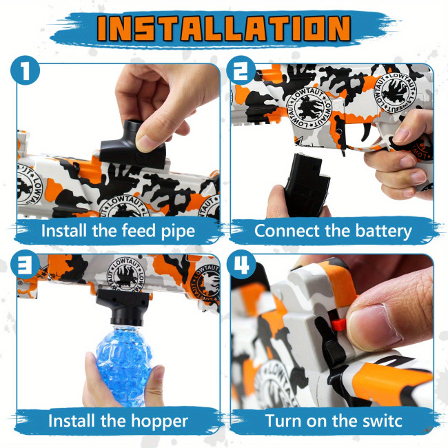 Electric Blaster Toy with Rechargeable Battery, Glasses, Reloading Bottle - High Precision Shooting Toy 