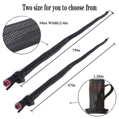 10PCS Fishing Rod Sleeve Braided Mesh Cover Socks Protector Pole 67in / 75in