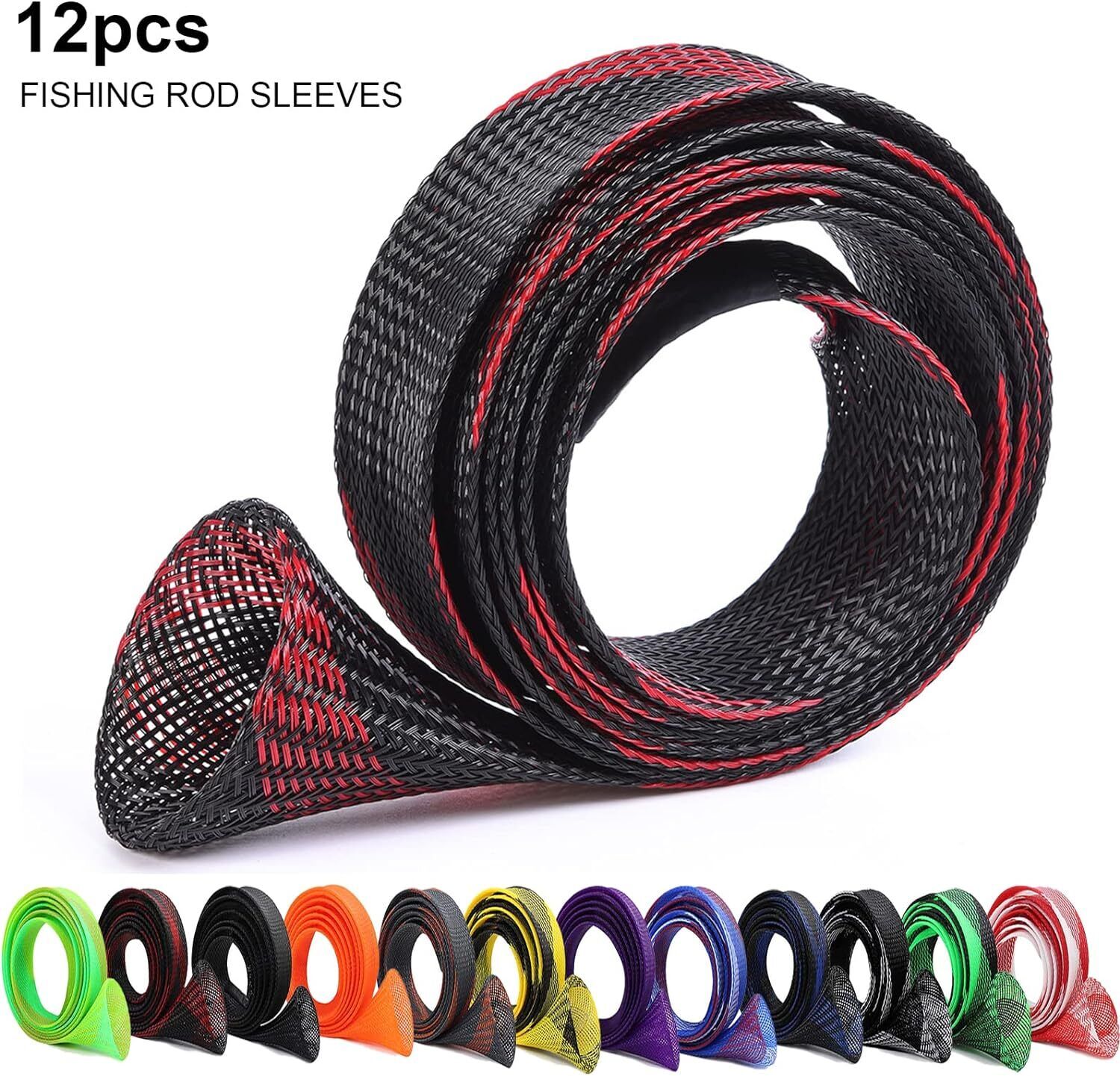 12PCS Fishing Rod Sleeve Mesh Covers | Rod Protectors | US Stock