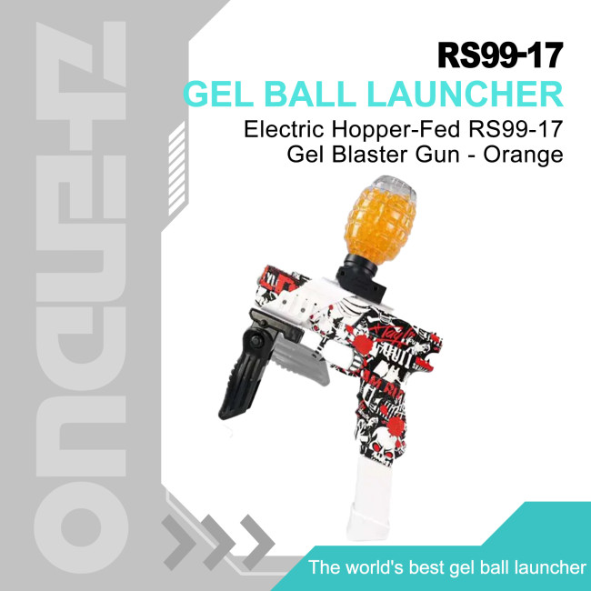Electric Hopper-Fed RS99-17 Gel Blaster Gun - Orange