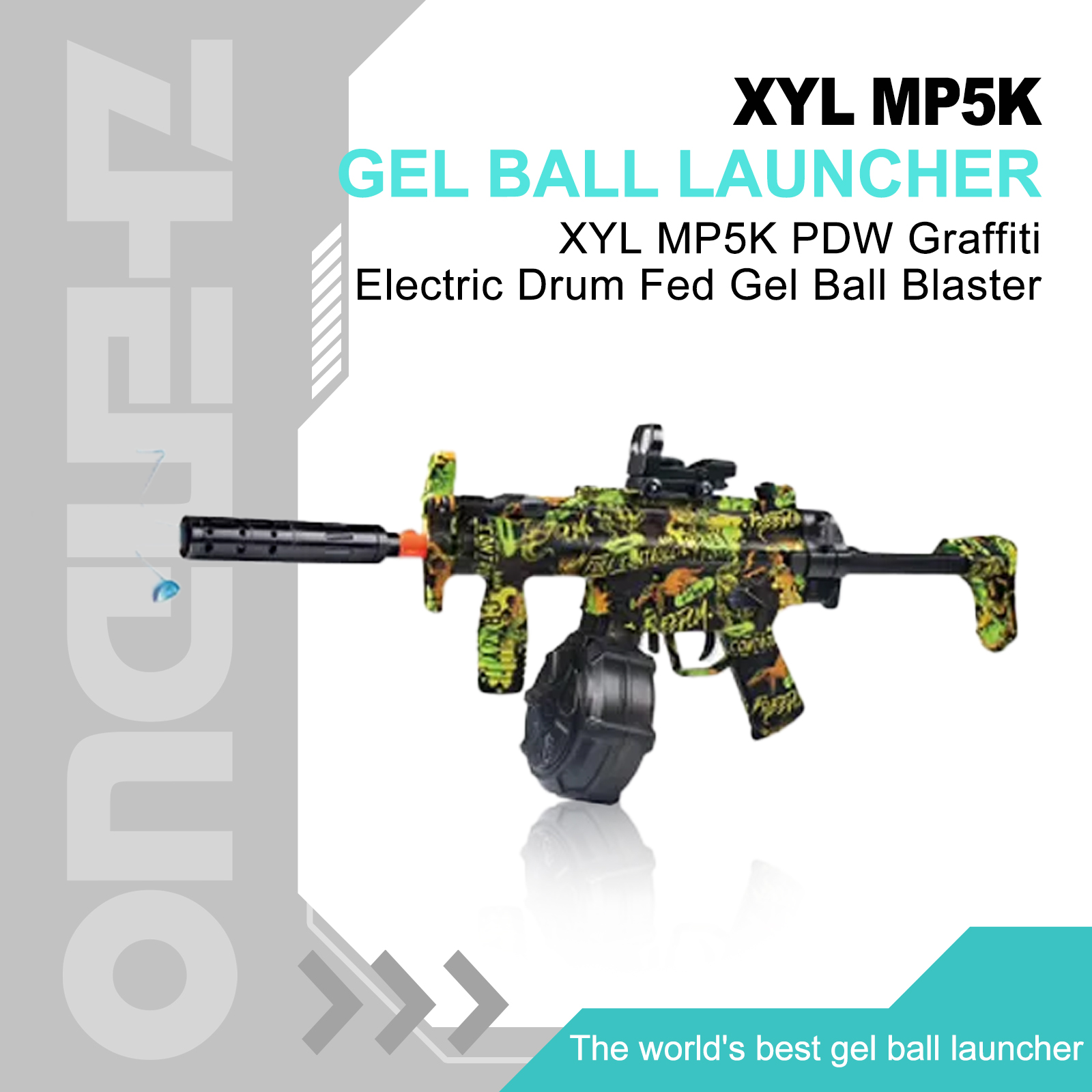 MP5パンプキンパズルシリーズ XYL MP5K PDW Blaster | Graffiti Electric | Drum Fed Gel Balls