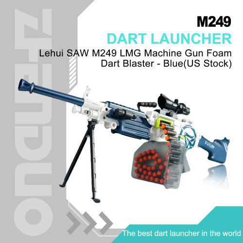 Lehui SAW M249 LMG Machine Gun Foam Dart Blaster - Blue(US Stock)