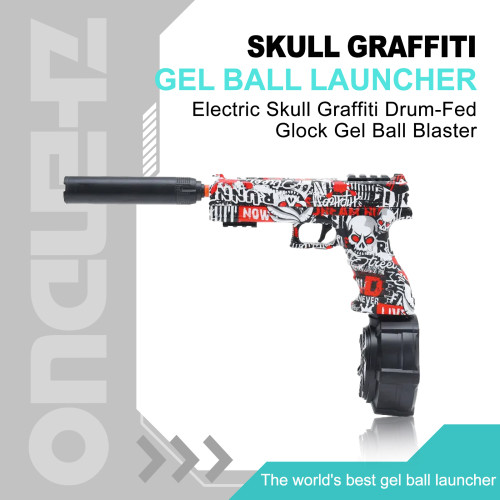 Electric Skull Graffiti Drum-Fed Glock Gel Ball Blaster