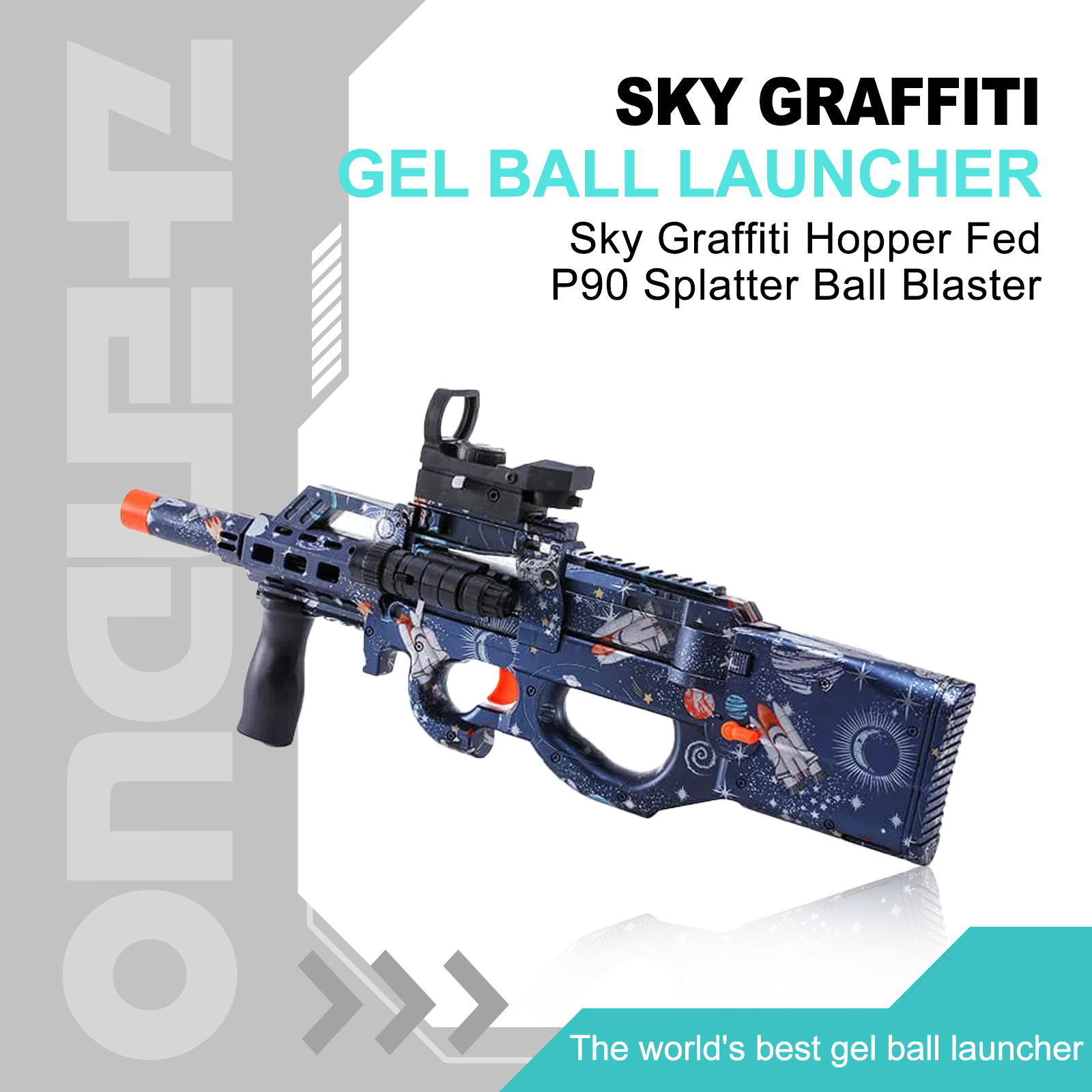 Sky Graffiti Hopper Fed P90 Blaster | Splatter Ball Fun | Kids Toy