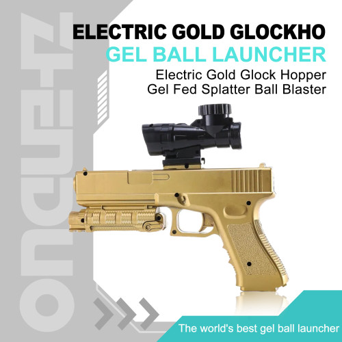 Electric Gold Glock Hopper Gel Fed Splatter Ball Blaster