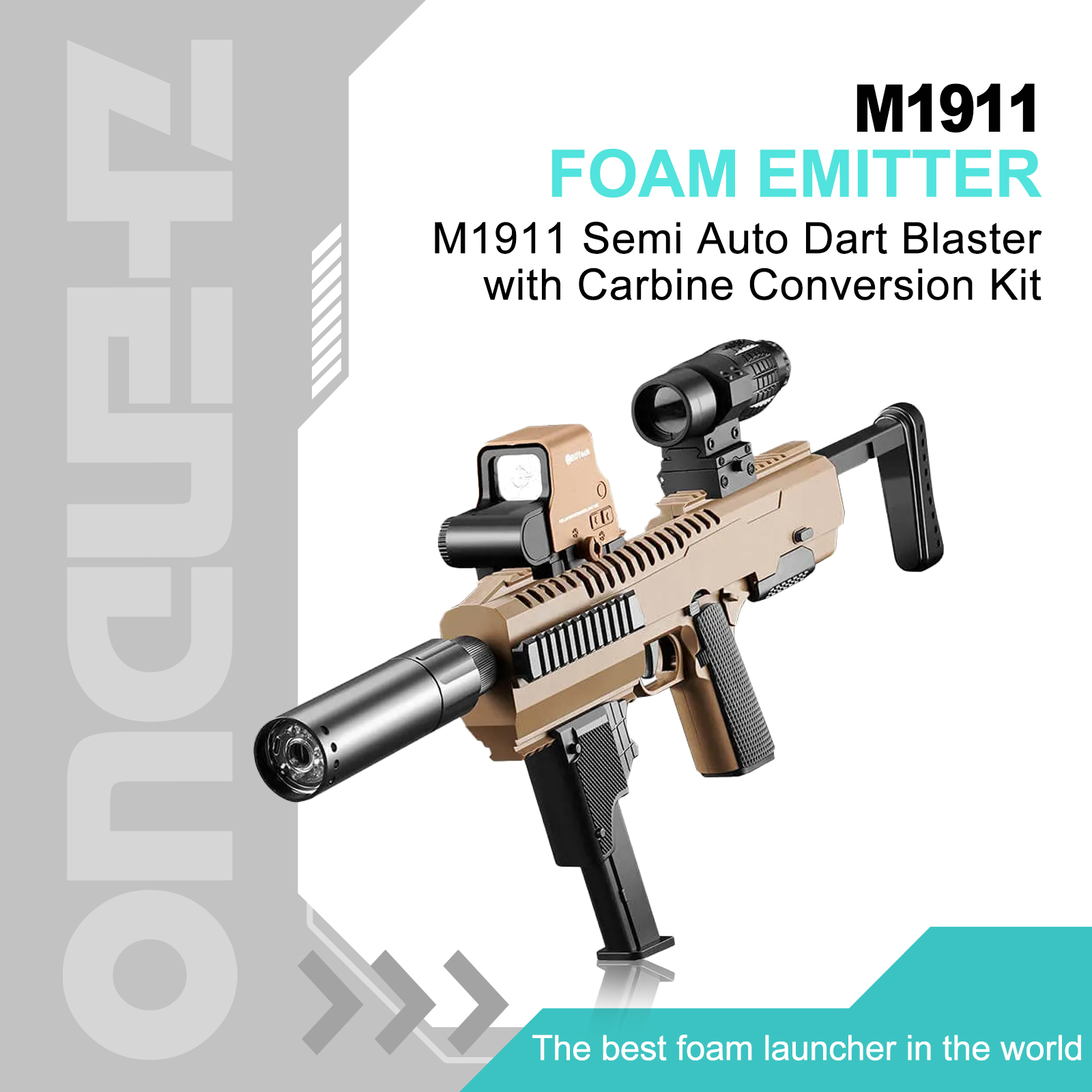 M1911 Semi Auto Dart Blaster | Carbine Conversion | Safe Fun
