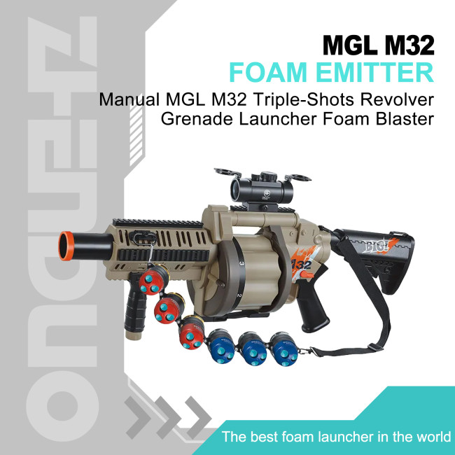 Manual MGL M32 Triple-Shots Revolver Grenade Launcher Foam Blaster