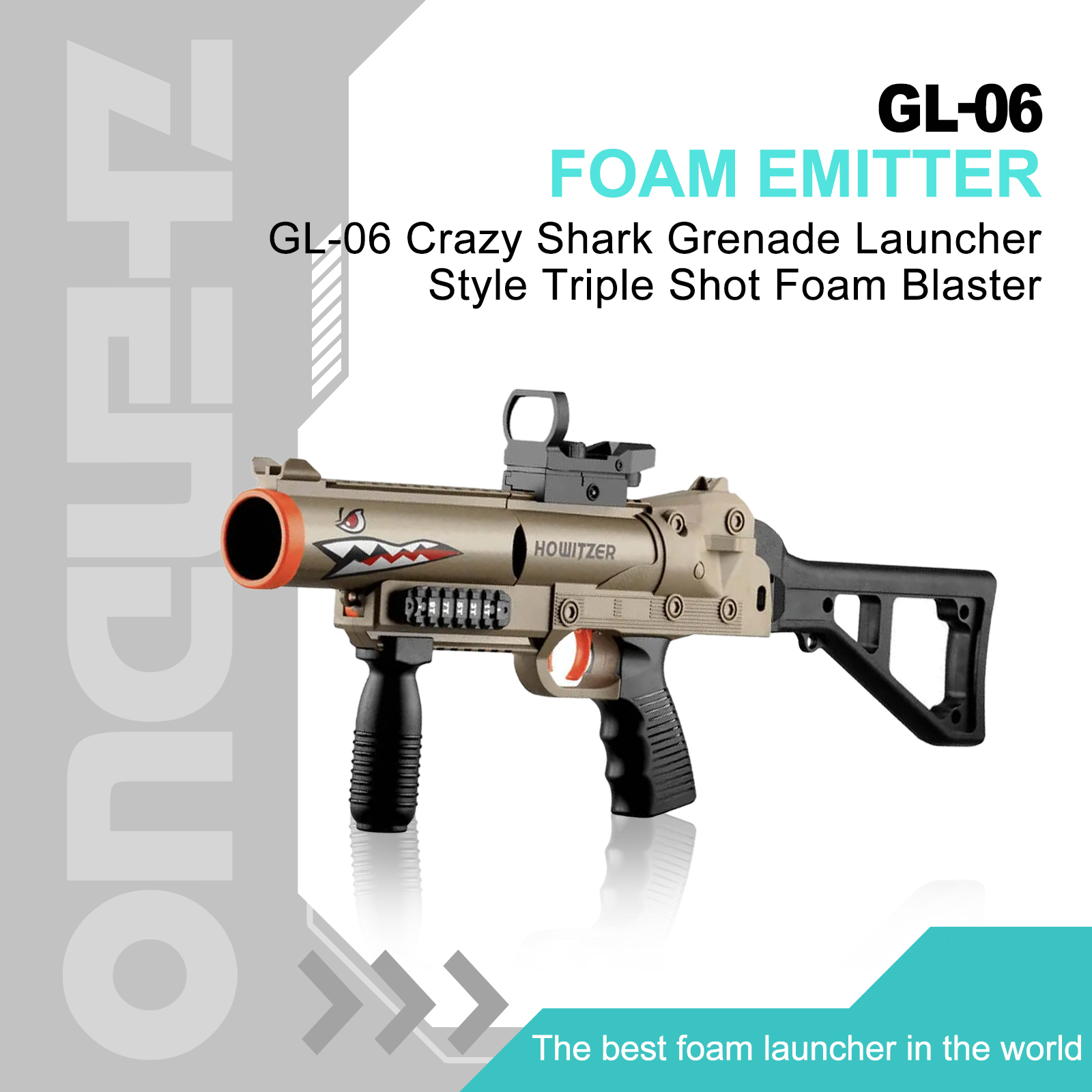 GL-06 Crazy Shark Grenade Launcher | Triple Foam Fun