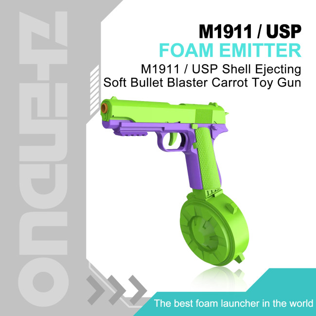 M1911 / USP Shell Ejecting Soft Bullet Blaster Carrot Toy Gun