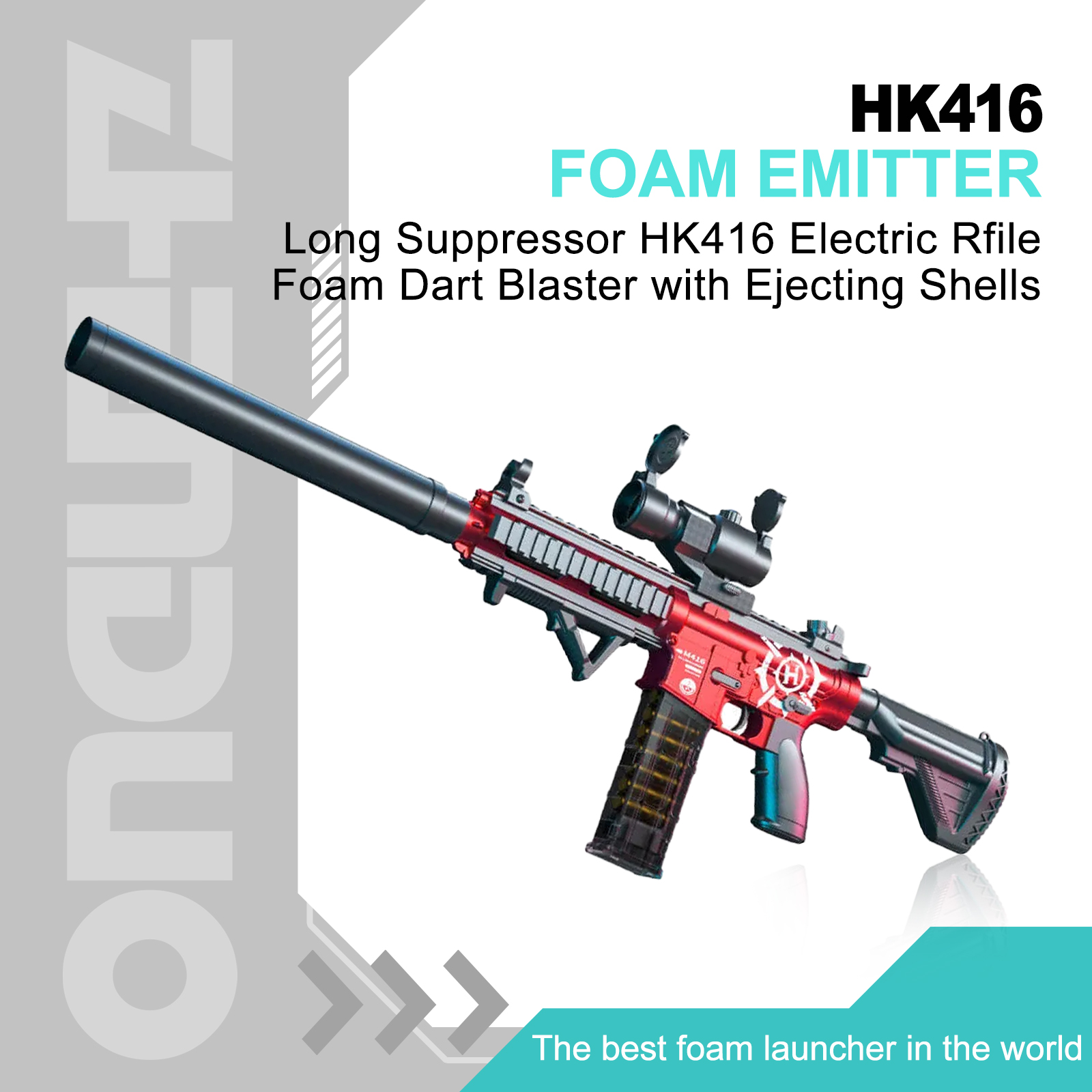 HK416 Foam Dart Blaster | Long Suppressor | Ejecting Shells