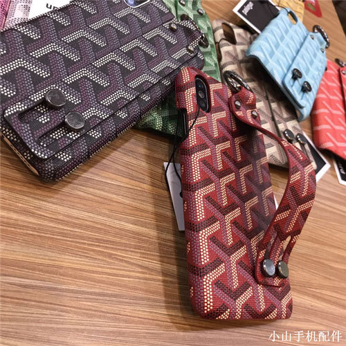 ゴヤール iphone xr/xs maxケース経典Y型 goyard iphone xs/xケース アイフォン7/8s plusカバー ハンドベルト付け お洒落ジャケット