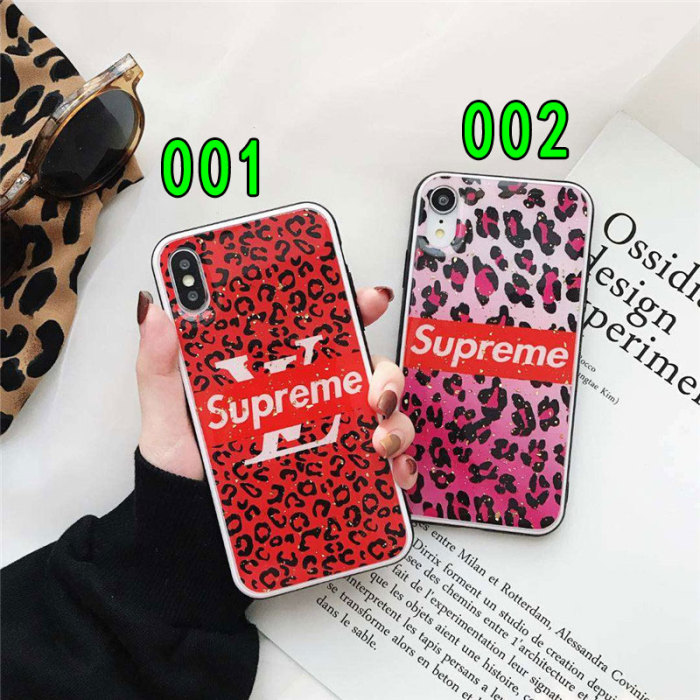 ルイヴィトン iphone xr/xs maxケース 高級コラボ シュプリーム アイフォンxs/xカバー オシャレ supreme iphone 6s/7/8plusケース 豹紋