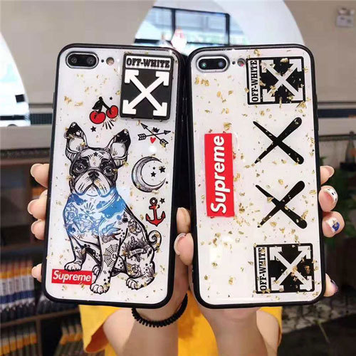 シュプリーム iphone xrケース 可愛い supreme iphone xs maxケース 個性 オーフホワイトアイフォンxs ケース 人気 iphonex/8plusケースペア向け