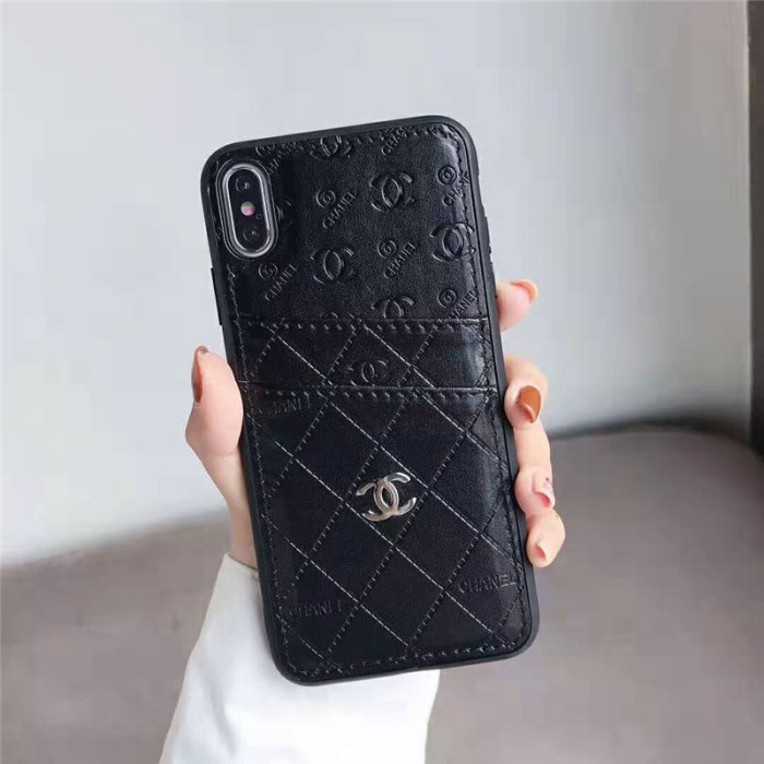 chanel シャネル iphone xrケース ブランド iphone xs/xs maxケース カード入れ iphone x/10/8/7/6plusケース 収納ポケット シンプル ビジネス風 耐衝撃