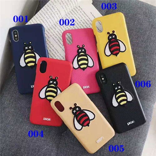 Dior ディオールiphone xr/xs maxケースレディース向けiphone XI/11/Xケース可愛い刺繍ミツバチ アイフォン 8/7plusケース人気お洒落