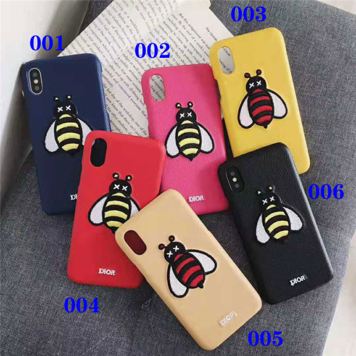 Dior ディオールiphone xr/xs maxケースレディース向けiphone XI/11/Xケース可愛い刺繍ミツバチ アイフォン 8/7plusケース人気お洒落