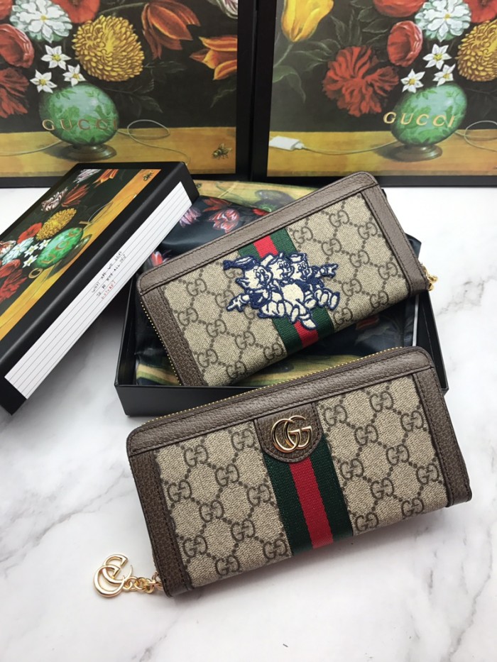 美品 GUCCI グッチ 長財布 ラウンドファスナー式財布 523154-3