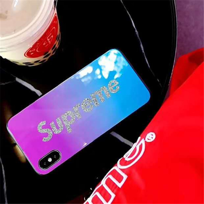 シュプリーム iphone xr/xs/xs maxケース 人気潮流ブランド SUPREME アイフォンテンアール/x/xs マックスカバーキラキラsupreme英文字付け 個性ジャケット