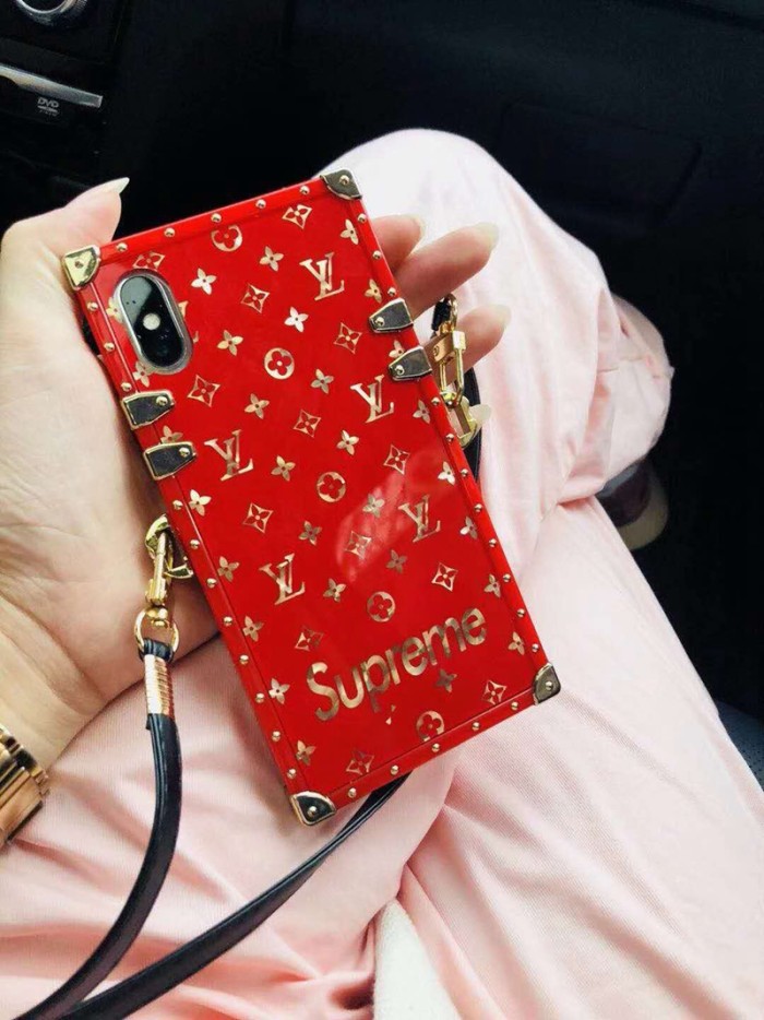 シュプリームxルイヴィトンコラボ iphone 9/xs plusケース 人気潮流 ブランド supreme アイフォン x plus/8 カバー ストラップ付け レデイース向け