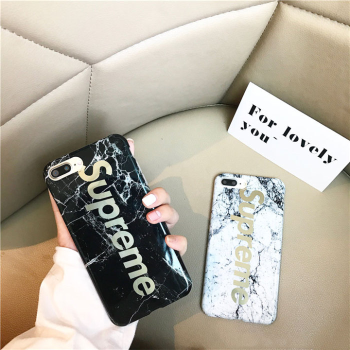 supreme iphone8ケース 大理石柄 iphone7/7plusケース ジャケット TPU材料製 iphone6s/6splusカバー カップル向け クール