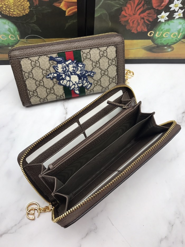 美品 GUCCI グッチ 長財布 ラウンドファスナー式財布 523154-3